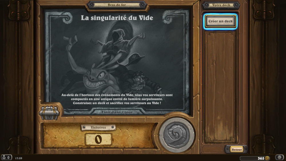 Bras de fer Hearthstone, la singularit� du vide