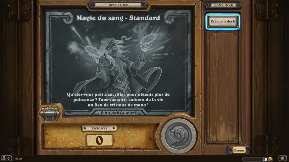 Bras de fer Hearthstone, magie du sang