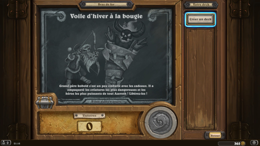 Bras de fer Hearthstone, voile d'hiver � la bougie