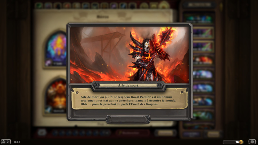 Hearthstone, héros - Aile de mort