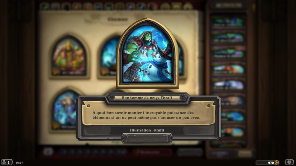 Hearthstone, héros - Bonhomme de neige Thrall