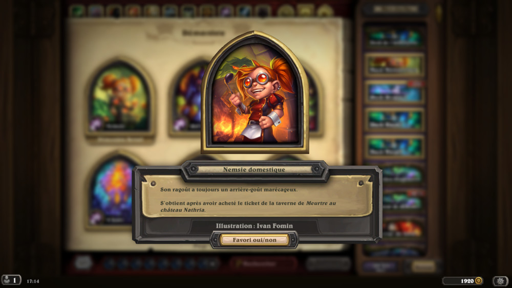 Hearthstone, héros - Nemsie domestique