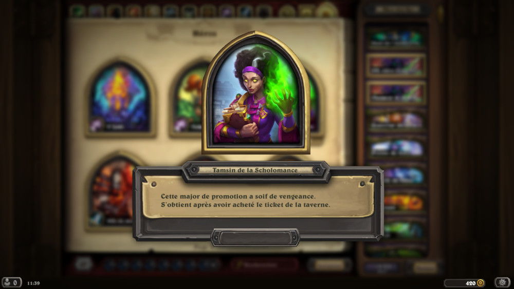 Hearthstone, héros - Tasmin de la Scholomance