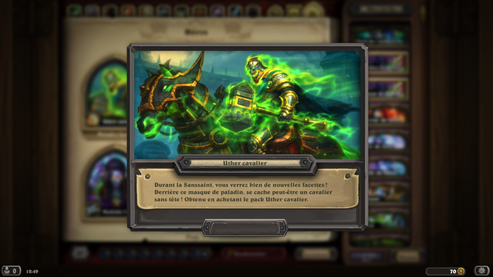 Hearthstone, héros - Uther cavalier