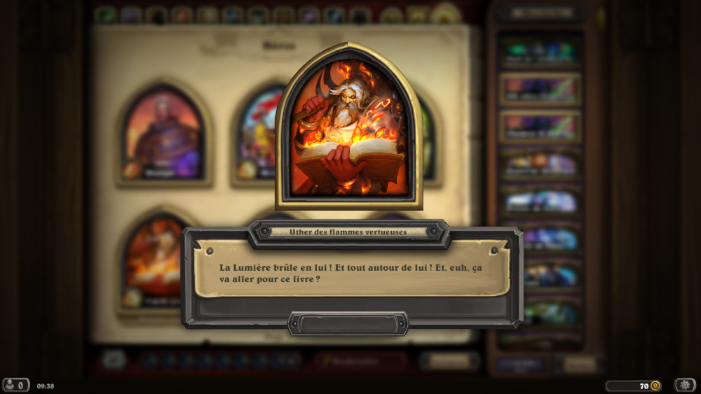 Hearthstone, héros - Uther des flammes vertueuses