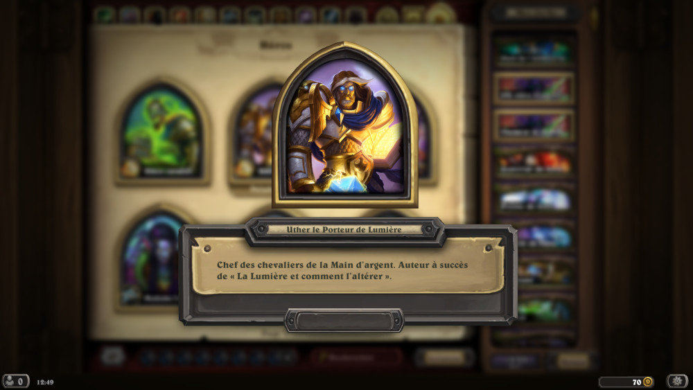 Hearthstone, héros - Uther le Porteur de Lumière