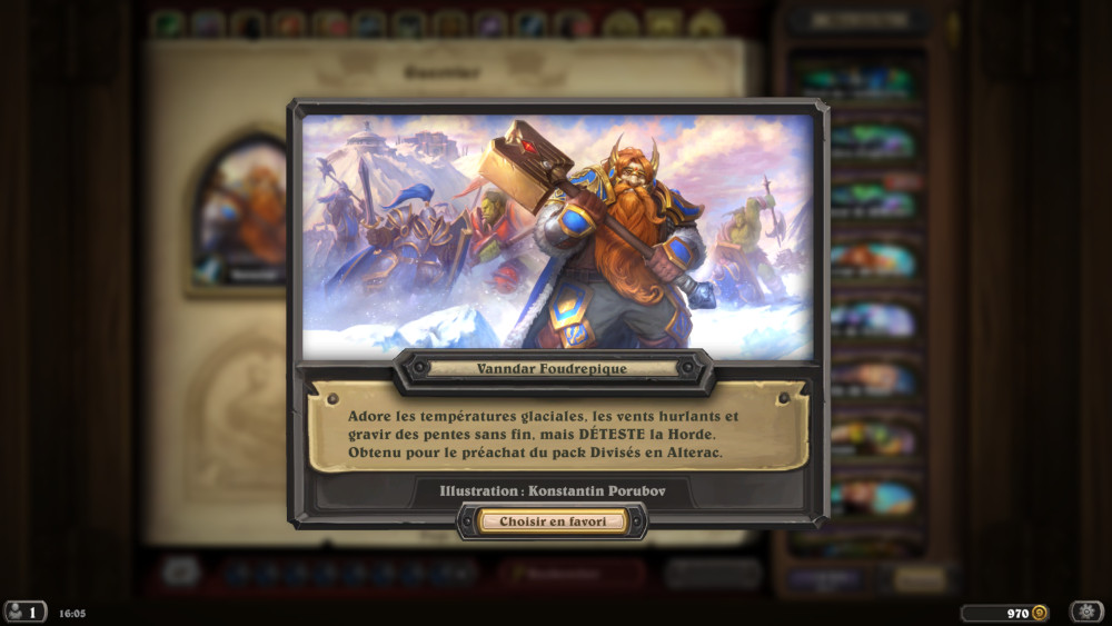 Hearthstone, héros - Vanndar Foudrepique